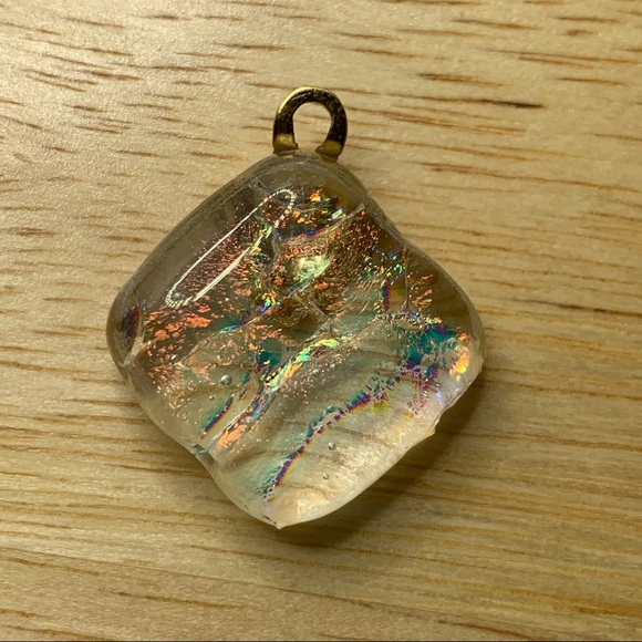 vintage art glass pendant Small Clear Diamond Shaped Home Studio Piece - Picture 2 of 5